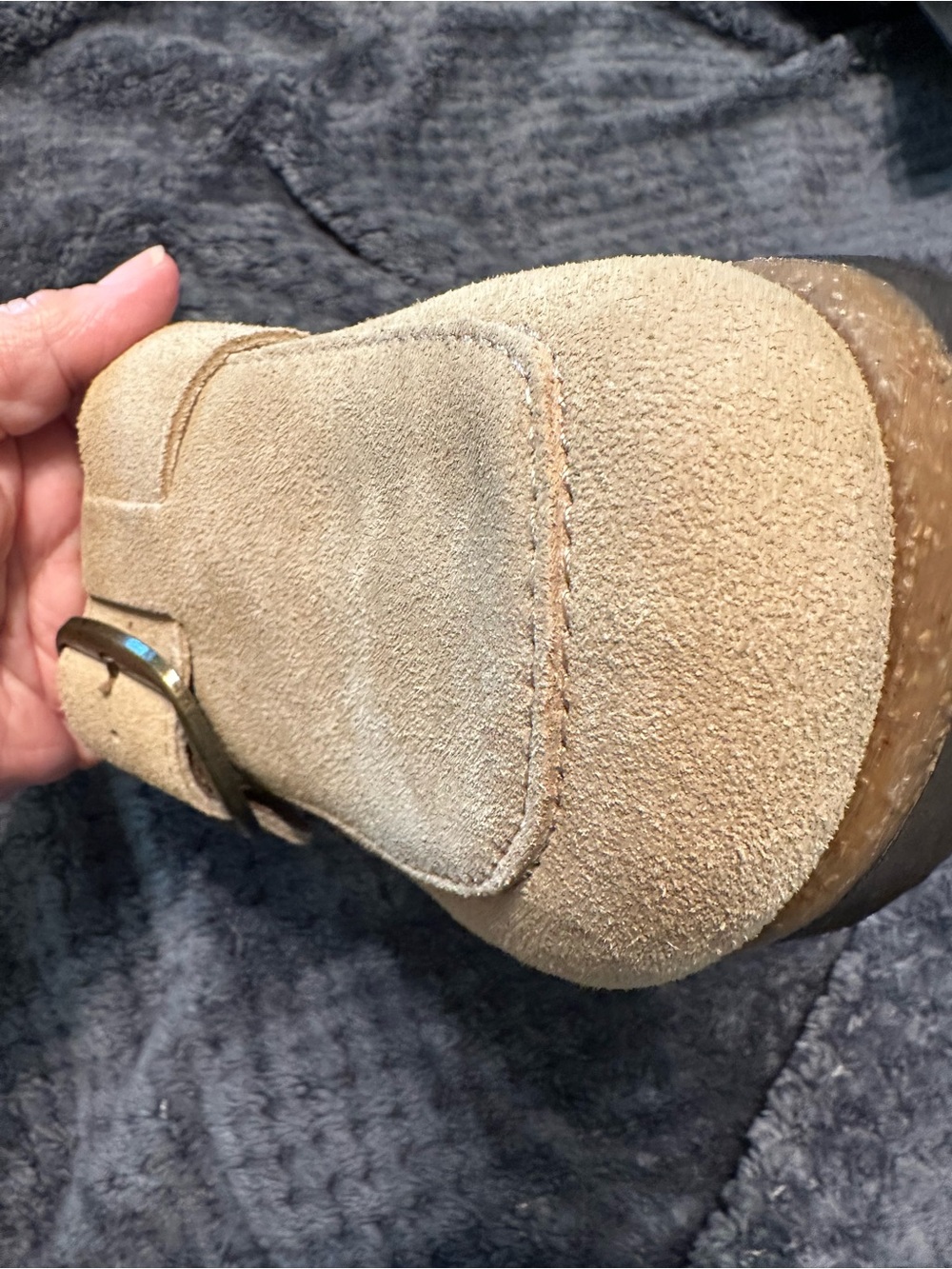 White Mountain Footbeds Beige Suede Buckle Slip-On Shoes for Women size 8.5 - Picture 11 of 12